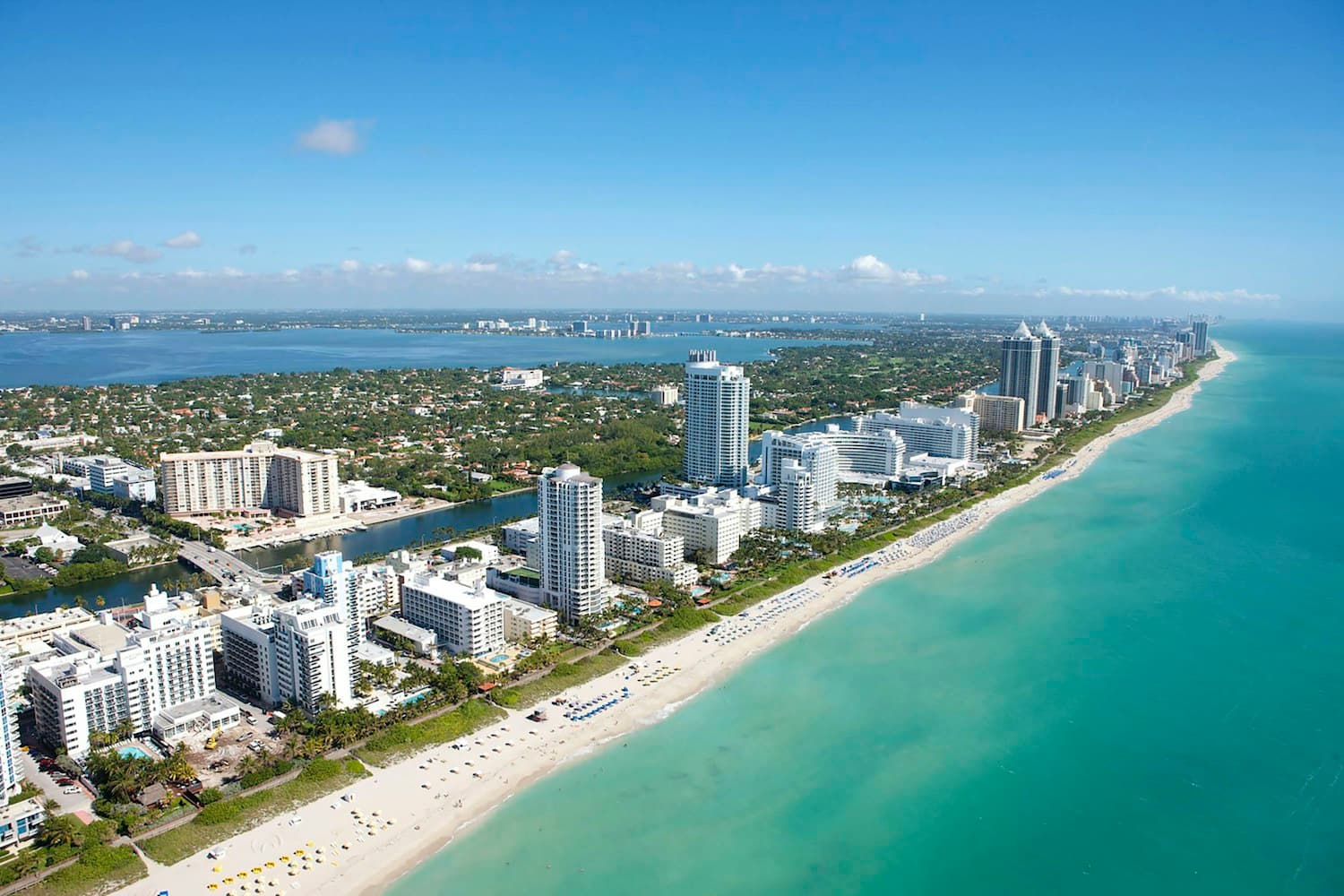 Aerial view of Miami Beach's beachfront condo towers